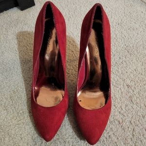 Red Suede Heels - Size 8.5